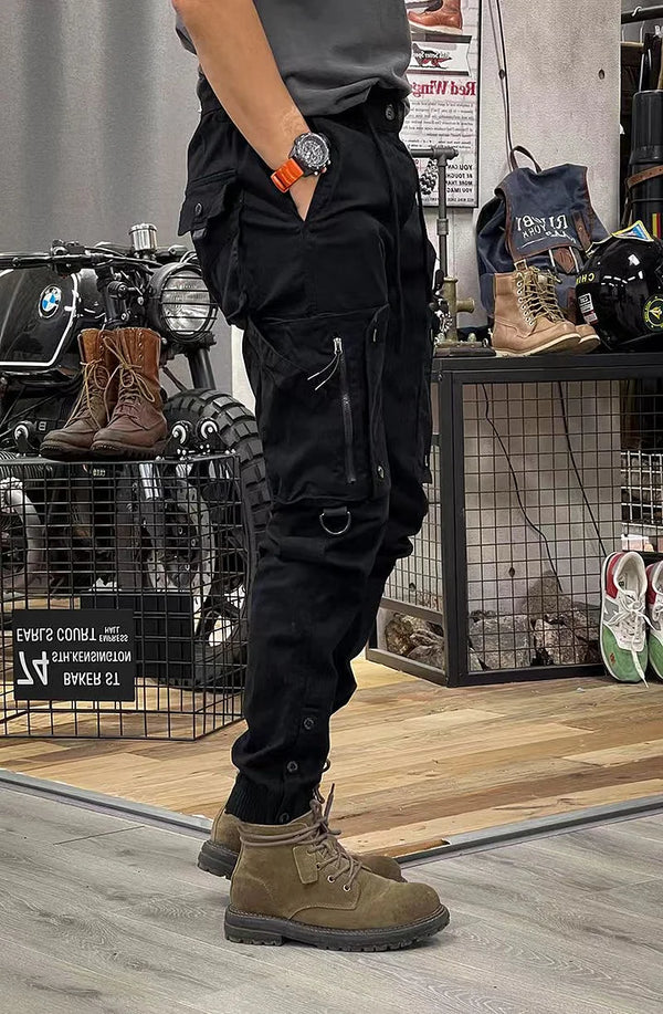 Men's Baggy Skinny Cargo Pants With Multiple Pockets Men's Casual Cargo Pants Elastic Waist Drawstring Joggers Pants Tapered Sweatpants for Men Multi Pockets